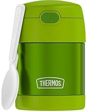 THERMOS FUNTAINER 10 Ounce Stainless Steel Vacuum Insulated Kids Food Jar with Folding Spoon, Lime