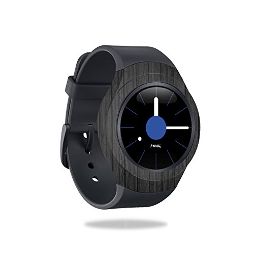 MightySkins Protective Vinyl Skin Decal for Samsung Gear S2 Smart Watch cover wrap sticker skins Black Wood