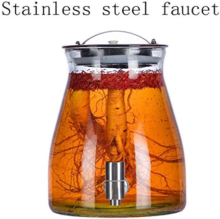 Sealed Glass Jar With Lid, Beverage Juice Dispenser - Homemade Brewed Wine Jug - Glass Juice Tank - Capacity 5L