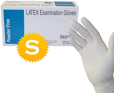 Latex Medical Exam Powder Free Disposable Glove Size Small - 9.5" Length - 100 Gloves/Box - Small