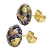Glass Of Venice Murano Glass Button Stud Earrings - Gold and Blue