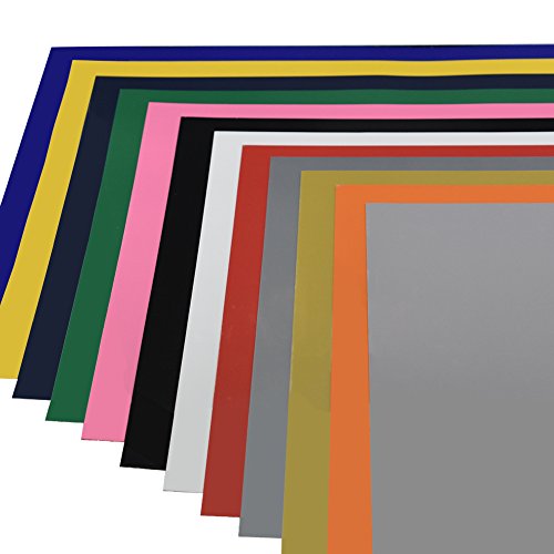 Heat Transfer Vinyl, Iron on HTV Bundle Supplies for T Shirts, Fabric, Clothing - 12" x 12" - 12 Sheets Assorted Colors Works with Cricut, Silhouette Cameoand and Other Cutter Machines