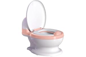 KOYOSNIER Potty Training Toilet, Realistic Potty Training Seat, Toddler Potty Chair with Soft Seat, Removable Potty Pot, Toilet Tissue Dispenser and Splash Guard, Non-Slip for Toddler& Baby&Kids White, Pink
