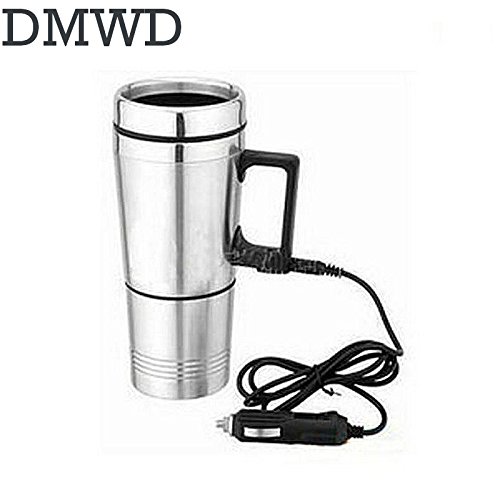 DMWD Auto electric bottle Portable car hot Water Heater cup Travel heating kettle teapot Stainless steel Coffee Tea Mug 12V 24V (12V)