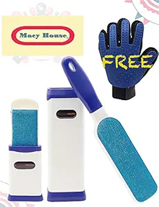 MacyHS Pet Hair Remover Brush - Fur & Lint Removal Brush with Self-Cleaning Base - Dog & Cat Hair Remover for Furniture, Carpet, Bed, Car Seat, Clothing - Animal Fur & Dust Removal Tool(Gray