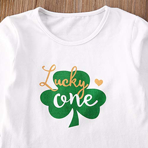 Infant Toddler Baby Girl St. Patrick's Day Outfits Long Sleeve Ruffled T Shirt Top Suspender Skrits Overall Clothes Set (Green, 4-5 Years) - Thumbnail 4