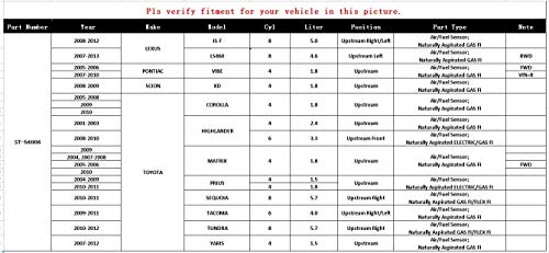 Autopart T ST-54006 New Oxygen O2 Sensor, Upstream, for 2007-13 Lexus LS460 IS F, 2005-2010 Pontiac Vibe, 2008-09 Scion XD, 2004-12 Toyota Corolla Highlander Matrix Prius Sequoia Tacoma Tundra Yaris