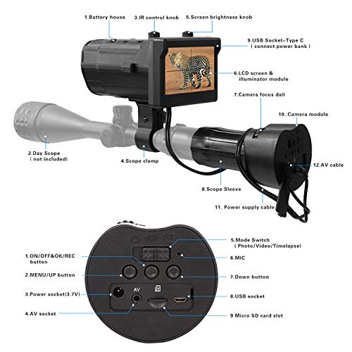 Digital Night Vision Scope Recorder for Rifle Hunting with WiFi