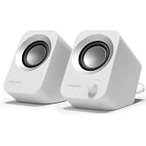 FUNLOGY Speaker - 14W Stereo PC Speakers, USB Powered, Compact Size with 30&deg; Tilt Design, Volume Dial Control, for Desktop, Laptop, Monitor, Gaming Consoles, White