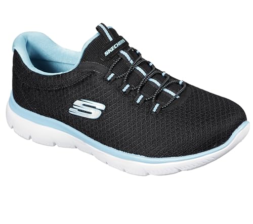 Skechers Sport Women's Summits Sneaker,black/turquoise,8 M US - Image 4