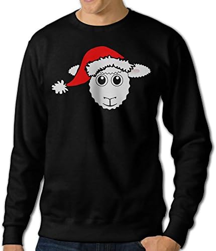 Nganche Christmas Sheep Men's Fashion And Leisure Style Creative Comfort Round Neck Long Sleeves Sweatershirt XL Black