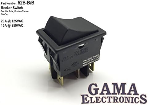 GAMA Electronics 20 Amp Double Pole On-On Rocker Switch DPDT