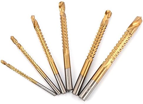 WORTOOL – 6Pcs HSS Titanium Coated Woodworking Sawtooth Hole Drill Bit Set.