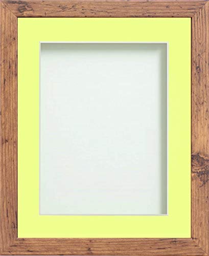 Frame Company Allington Rustic Photo Frame with Lemon Bon Bon Mount, 8x6 for 5x3 inch, fitted with perspex