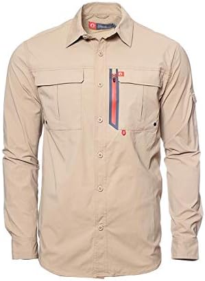American Outdoorsman Men's Long-Sleeve Fishing Shirt Blackfoot River, Moisture-Wicking Button-Up Clothes/Apparel