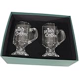 Irish Coffee Mug &amp; Drink Recipe Clear Glass Set of 2