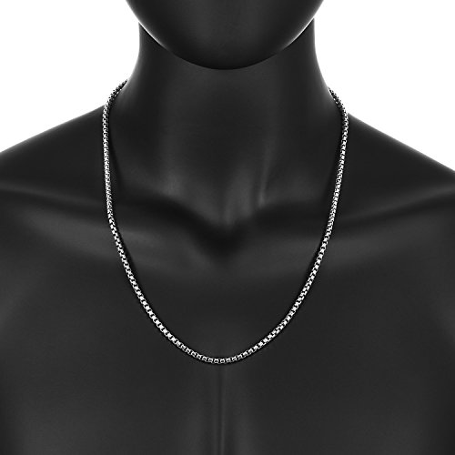 Men's Solid 925 Sterling Silver 3.5mm Round Box Chain w/Brushed Finish