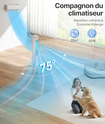 EXNOS Silent Air Cooler - Alternative Air Conditioner Mobile Without Evacuation, 75° Oscillation, 12H Timer, Remote Control, White