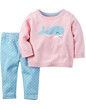 Baby Girls' 2-Piece Whale Sweater And Leggings Set