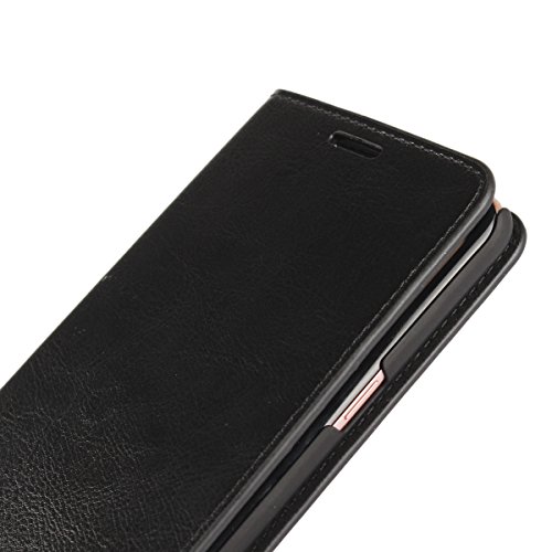 Galaxy S8 Case, Jaorty Genuine Leather Folio Flip Wallet Case Cover Book Design with Kickstand Feature with Card Slots/Cash Compartment for Samsung Galaxy S8 (5.8") - Black