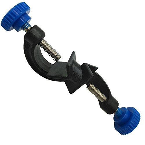 OESS 2 Finger Adjustment Lab Clamp Retort Prong Jaw Style Rubber-Wrapped Head with A Black Laboratory Stand Clip