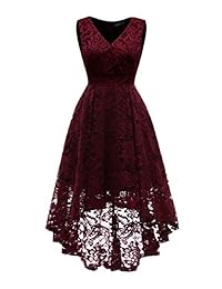 Aibwet vestido de cóctel formal de encaje floral sin mangas con cuello halter, para mujer