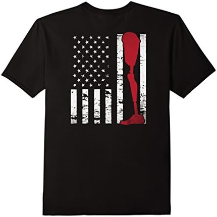 Men's Amputee Patriotic Prosthetic Leg Flag T-shirt 2XL Black