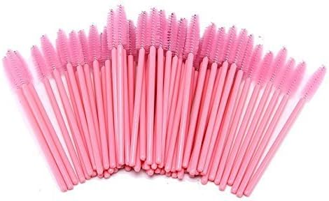 G2PLUS 100 PCS Pink Disposable Eyelash Brushes Spoolies: Mascara Wands Applicator for Eyelash Extensions