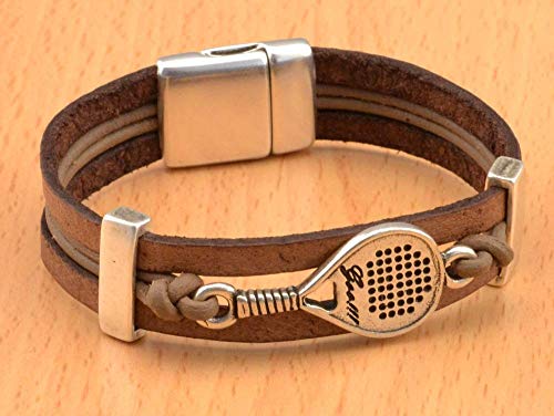 Playful tennis racquet leather bracelet, paddle bracelet, racquet player gift, sports fan, racquet charm, racquetball bracelet, FREE SHIPPING - Thumbnail 3