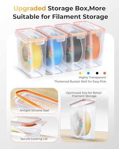 YOOPAI Pro Filament Storage Box - Single Coil Storage Box, Airtight with Desiccant, Effective Moisture Control, Dustproof for 3D Printing Filament (Pack of 8)