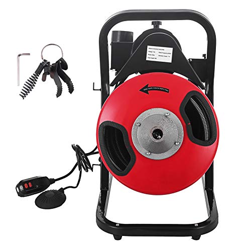 SHZOND Drain Cleaning Machine 1/2 Inch x 50 Ft Drain Cleaner Machine with 4 Cutter and Foot Switch Electric Drain Pipe Cleaner for 1 to 4 Inch Pipes (50 FT) - Thumbnail 7