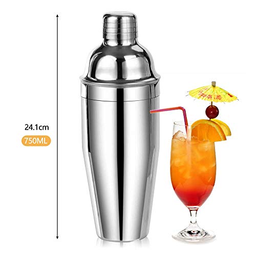 Cocktail Shaker Set, SANBLOGAN 750ML Cocktailshaker Set Profi Cocktailmixer mit Muddler, Messbecher, Barlöffel, Eiszange… – Bild 4