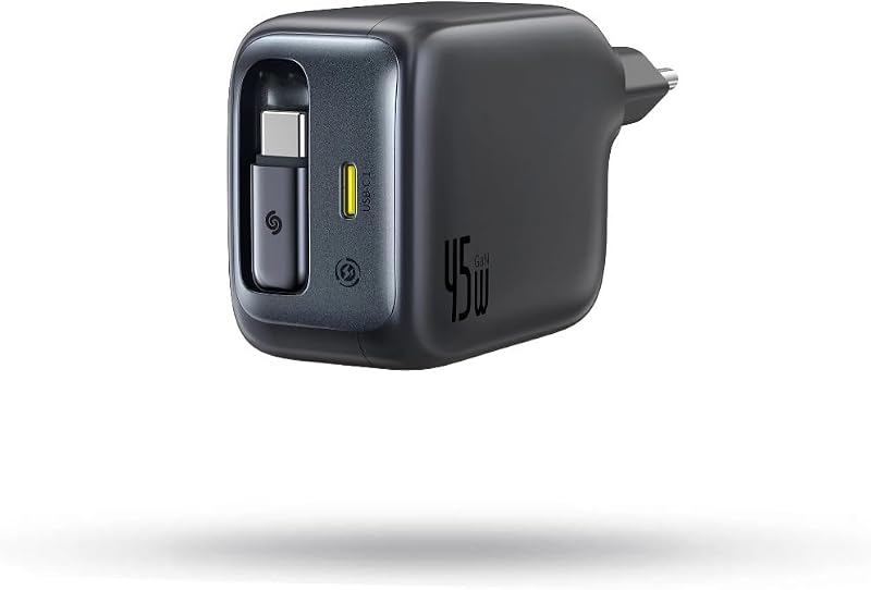 45W USB C Ladegerät, Baseus Enercore Charger mit USB C Kabel, iPhone iPad Ladegerät, PPS-Schnellladen Netzteil für iPhone 17/16/15/14/13/12 Pro Max Air, Samsung Galaxy S25, Pixel, Ausziehbaren Kabel