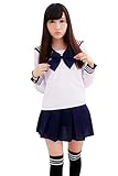 Ninimour- Japan School Uniform Dress Cosplay Costume Anime Girl Lady Lolita (M, Long-deep blue)