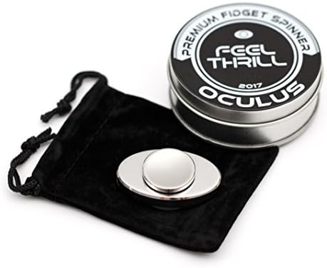Premium Oculus Stainless Steel Metal Fidget Spinner Toy By Feel Thrill- Made Of Stainless Steel - Perfect For Kids &amp; Adults - Ideal For People With OCD, ADHD &amp; Autism - BONUS Pouch And Case Included