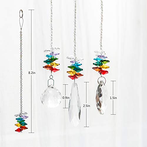 WEISIPU 3PCS Crystals Ball Prisms Suncatcher Hanging Ornament Crystals Hanging Ornament Chakra Crystals for Home, Office, Garden Decoration, Car Pendants, Birthday Presents