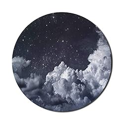 Lunarable Night Sky Mouse Pad, Nocturnal Cloudy