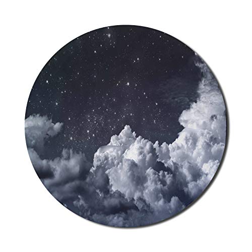 Lunarable Night Sky Mouse Pad, Nocturnal Cloudy