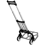 Mount-It! Folding Hand Truck and Dolly, 165 Lb Capacity Heavy-Duty Luggage Trolley Cart With Telescoping Handle and Rubber Wheels