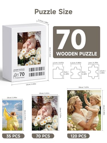 Custom Photo Puzzle- Personalized Jigsaw Puzzle from Photo, Create Your Own Puzzle with Your Picture, Gift for Wedding, Pet, Birthday, Christmas, Mother's Day (70-Vertical)