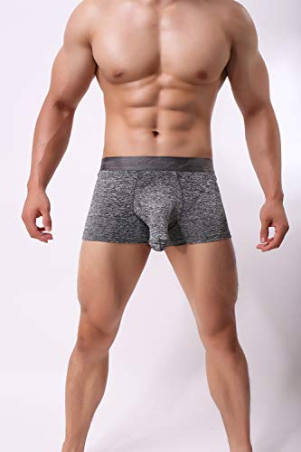 KAMUON Men's Sexy Separate Pouch Boxer Brief Underwear Sheath Prevent Friction (US M = Asian Tag L : Waist 32"-34", 5 Pack-Mix Colors)