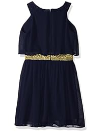 Vestido con cuello halter 'Big' de Amy Byer para niñas con ribete decorativo en la cintura