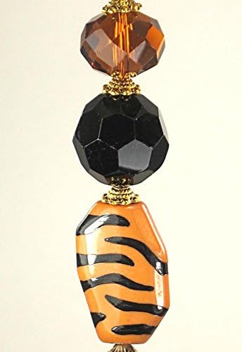 Animal Pattern Tiger Stripe with Black and Amber Faceted Glass Ceiling Fan Pull