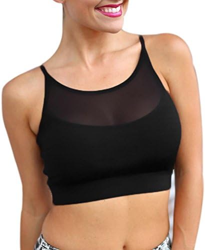 Workout Crop Top, Hot Sale! Tloowy Women Mesh Halter Neck Yoga Sports Bra Crop Tank Tops Gym Activewear Vest (Black, XL)