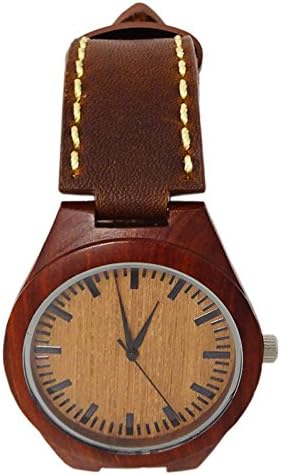 Handmade Quartz Red Sandalwood Watch w/Deluxe Genuine Leather Strap Kahala Brand - HGW-288