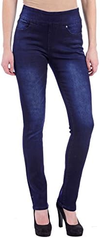 Lola Jeans Women's Rebeccah High Rise Pull on Straight Leg Stretch Denim (Midnight Blue, 36/18)