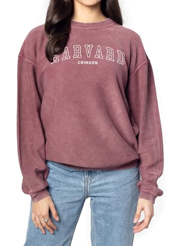 chicka-d Women's Oversized Original Corded Crew Fleece Sweatshirt NCAA Arch Ove…