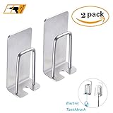 Toothbrush Holder Wall Mounted Cup Holder Stainless Steel Self Adhesive For Bathroom By VIDEOTORG, Electric Toothbrush Holder Cover Suction Cup Paste Stick For Home Hotel Kitchen Accessory Set(2 PACK)