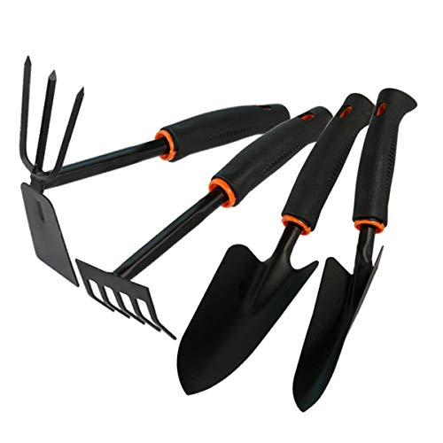 CLICIC Garden Tool Set, 4 Piece Heavy Duty Gardening Kit with Soft Rubberized Non-Slip Handle - Trowel, Transplant Trowel and Cultivator Hand Rake - Thumbnail 7