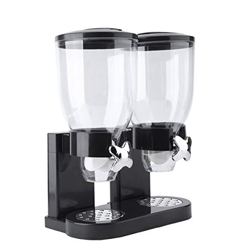 Double Chambers Dry Food Cereal Dispenser Airtight Kitchen Storage Twin Container Dual Control For Oatmeal Candy Granola Nuts